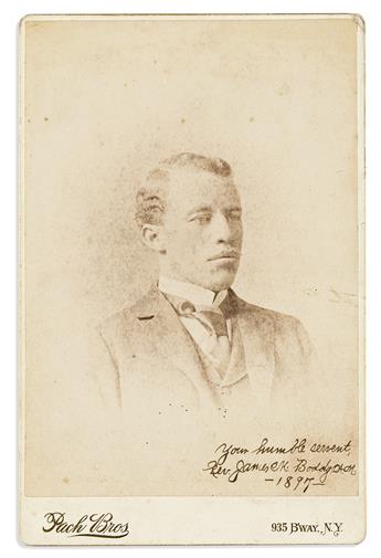 (PHOTOGRAPHY.) Signed cabinet card photograph of the Rev. James M. Boddy, one of the first Black graduate students at Princeton.